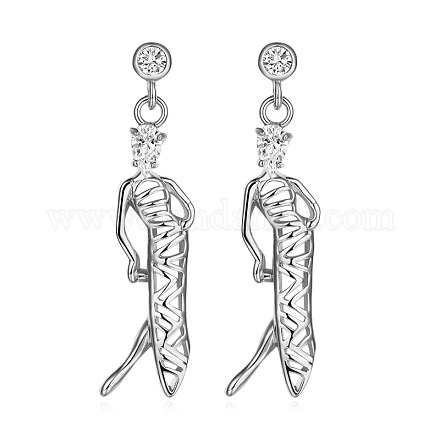 Brass Micro Pave Cubic Zirconia Dangle Stud Earring EJEW-EE0004-05P-1