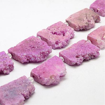 Electroplated Natural Druzy Crystal Beads Strands G-N0257-04-1