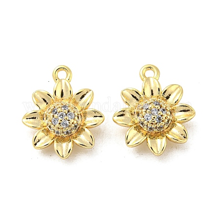 Brass Micro Pave Clear Cubic Zirconia Charms KK-H460-24G-1