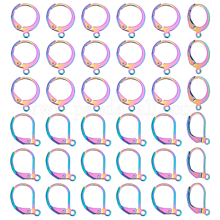 Dicosmétique 60 pièces 2 style arc-en-ciel couleur 304 accessoires de boucle d'oreille à levier en acier inoxydable STAS-DC0010-40-1