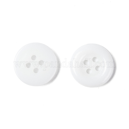 シャツ用アクリルボタン  衣装デザインのためのプラスチック製の縫製ボタン  4穴  染め  フラットラウンド  ホワイト  12x2mm  穴：1mm BUTT-E075-A-01-1