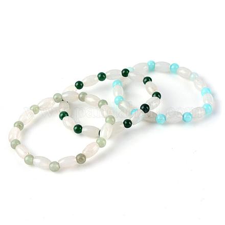 Natural White Jade Stretch Bracelets BJEW-Q667-05-1