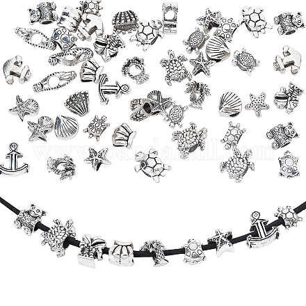 Nbeads 64 pièces 16 styles perles européennes en alliage sur le thème marin FIND-WH0114-97AS-1
