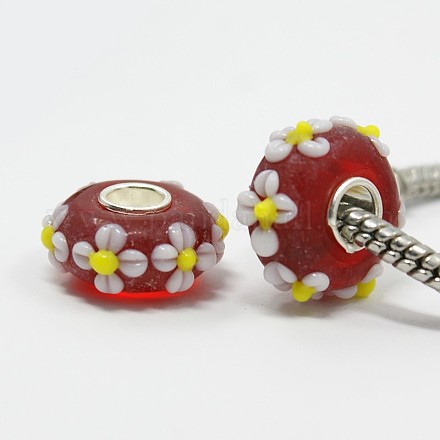 Handmade Bumpy Flower Lampwork European Beads LPDL-A1023-5-1