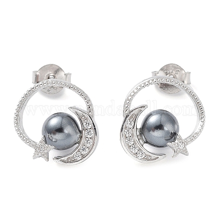 Orecchini pendenti con perle a conchiglia EJEW-Z024-09B-P-1