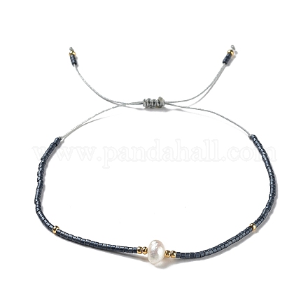 Bracelets de perles tressées en perles d'imitation de verre et graines WO2637-11-1