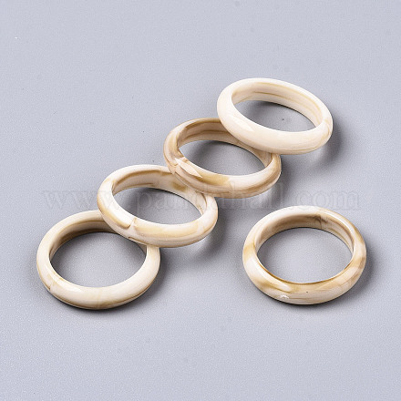 不透明な樹脂の指輪  天然石風  パパイヤホイップ  usサイズ8 3/4(18.7mm) RJEW-T013-004-A01-1