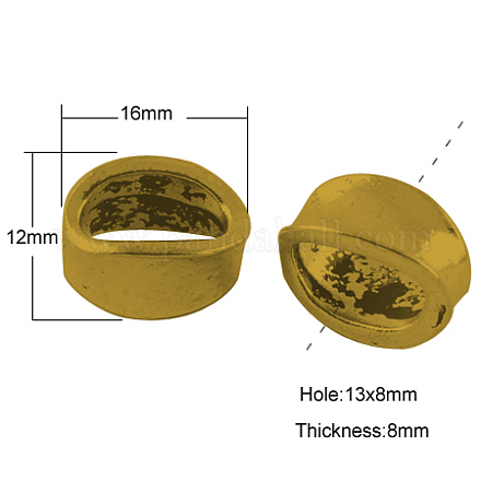 Antico stile tibetano dorato fascini del cursore ovale X-TIBEB-7516-AG-RS-1