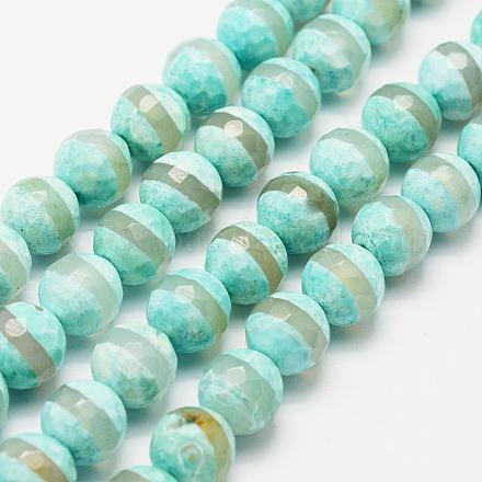 Brins de perles dzi à motif rayé de style tibétain en agate naturelle G-F504-10mm-1