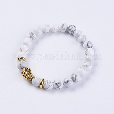 Natürliche howlite Perlen Armbänder dehnen BJEW-E325-D28-1