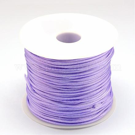 ナイロン糸  ラットテールサテンコード  紫色のメディア  1.5mm  約100ヤード/ロール（300フィート/ロール） NWIR-R025-1.5mm-672-1