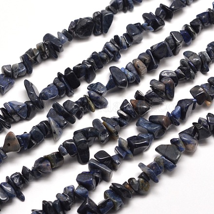 Brins de perles chip jasper tache bleu naturel G-M205-34-1