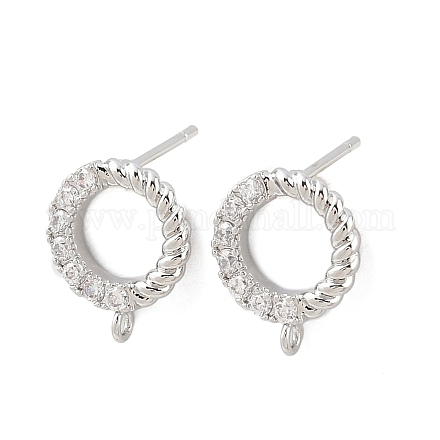 Фурнитура для сережек-гвоздиков из латуни с микропаве из прозрачного кубического циркония KK-Z133-02P-02-1