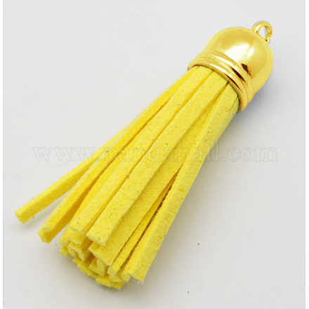Golden Brass Suede Tassels for Cell Phone Straps Making FIND-H004-2G-1