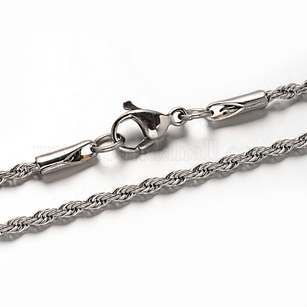 Colliers avec chaînes de corde en 304 acier inoxydable X-NJEW-O067-A-37-1