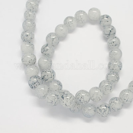 Spray Painted Glass Beads Strands X-DGLA-R004-6mm-9-1