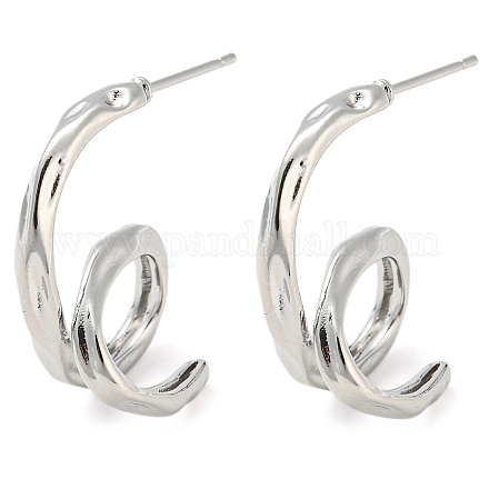 Boucles d'oreilles à tige en spirale en laiton EJEW-K264-09P-1