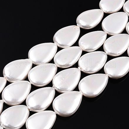 Galvanoplastie des brins de perles de coquille d'eau douce naturelle SHEL-R049-026A-1