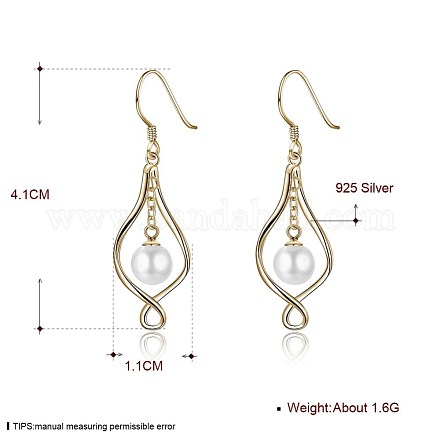 925 Sterling Silver Dangle Earrings EJEW-BB30535-G-1