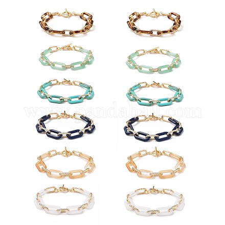 Bracelets de chaîne en acrylique et en aluminium BJEW-SZ0001-002-1