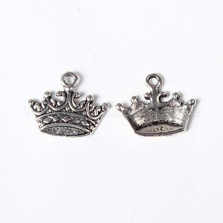 Antique Silver Metal Alloy Crown Pendants X-PALLOY-A15506-AS-NF-1