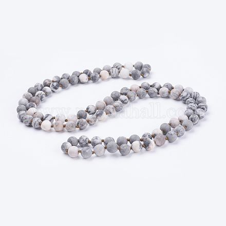 Colliers de perles de jaspe zèbre naturel X-NJEW-P202-60-B32-1