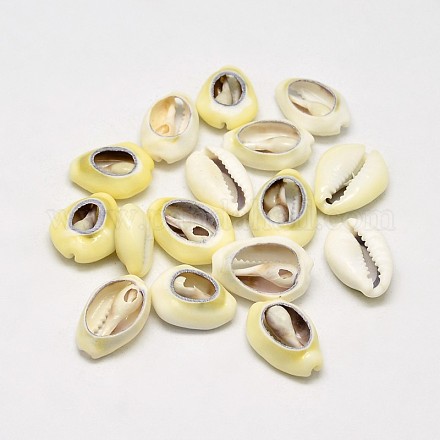 Cuentas ovaladas de concha amarilla natural BSHE-O007-64-1