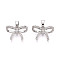 Brass Micro Pave Cubic Zirconia Pendants, Bowknot, Platinum, 12x16.5~17x4.5mm, Hole: 4x2.5mm