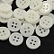 Acrylic Sewing Buttons, Plastic Buttons for Costume Design, 4-Hole, Dyed, Flat Round, White, 12x2mm, Hole: 1mm