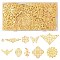72Pcs 9 Styles Iron and 201 Stainless Steel Links, Etched Metal Embellishments, Mixed Shapes, Golden, 15.5~51x13~76.5x0.5~3mm, 8pcs/style