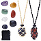 DIY Gemstone Braided Pendant Necklace Making Kit, Including Waxed Polyester Cord Macrame Pouch Necklace Making, Nugget Natural Gemstone Beads, 9Pcs/bag