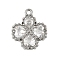 304 Stainless Steel Rhinestone Pendants, Stainless Steel Color, Clover, Crystal, 13.5x11.5x3mm, Hole: 1.2mm