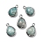 Natural Amazonite Faceted Pendants, Rack Plating Golden Plated Brass Teardrop Charms, 14x9.5x4mm, Hole: 1.4mm