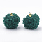 Handmade Cloth Fabric Covered Pendants, with Golden Tone Alloy Findings, Round, Teal, 19~20.5x17mm, Hole: 2mm