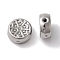 Tarnish Resistant 304 Stainless Steel Beads, Flat Round with Snowflake, Stainless Steel Color, 7x3mm, Hole: 0.7mm
