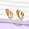 304 Stainless Steel Teardrop Hoop Earrings for Women, Real 18K Gold Plated, 15.5x17x7mm