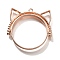 Alloy Open Back Bezel Pendants, For DIY UV Resin, Epoxy Resin, Cadmium Free & Nickel Free & Lead Free, Cat Shape, Rose Gold, 32x33x3.5mm, Hole: 1.5mm