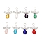 8Pcs 8 Colors Glass & ABS Plastic Imitation Pearl Beads Pendants, Angel Shape, with Silver Alloy Fairy Wing and Iron Loop, Faceted, Mixed Color, 20x14x6mm, Hole: 2.5mm, 1pc/color