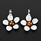 Handmade Lampwork Pendants, Flower, White, 41~42.5x31.5~32.5x14~15.5mm, Hole: 5mm