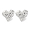 304 Stainless Steel Textured Heart Stud Earrings, Stainless Steel Color, 16.5x18mm