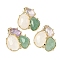 Natural Amethyst/Green Aventurine/Quartz Crystal  Links connectors, with Brass Findings, Faceted, Golden, 30.5~31x33x5mm, Hole: 1.8mm