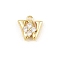 Brass Micro Pave Clear Cubic Zirconia Charms, Long-Lasting Plated, Rack Plating, Cadmium Free & Lead Free, Real 18K Gold Plated, Letter W Charms, 10x9.5x3.5mm, hole: 1.2mm