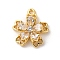 Brass Micro Pave Cubic Zirconia Charms, Cadmium Free & Nickel Free & Lead Free, Flower, Golden, 11x10x3mm, Hole: 0.8mm