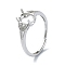 Adjustable 925 Sterling Silver Ring Components, with Cubic Zirconia, Real Platinum Plated, 1.5~5mm,US Size 7(17.3mm)