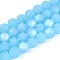 Frosted Imitation Jade Glass Beads Strands, Round, Half Plated, AB Color, Light Sky Blue, 9.5~10mm, Hole: 1.2mm, about 39~41pcs/strand, 14.57~15.75''(37~40cm)