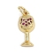 Brass Micro Pave Cubic Zirconia Pendants, Wine Gclass with Heart Charms, Long-Lasting Plated, Rack Plating, Lead Free & Cadmium Free, with Jump Ring, Real 18K Gold Plated, 16x7x5mm, Hole: 3mm