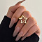 Star Alloy Cuff Rings, for Women, Light Gold, Inner Diameter: 17mm