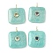 Natural Amazonite Pendants, Square Charms with Brass Micro Pave Cubic Zirconia Findings, Golden, The Color Of Zircon Is Random, 31x24~25x6~7mm, Hole: 3x2mm