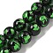 Handmade Silver/Gold Foil Lampwork Beads Strands, Round, Lawn Green, 10.5~11x10mm, Hole: 1.5~1.6mm, about 50pcs/strand, 19.53 inch(49.6cm)