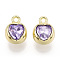Rack Plating Alloy Pendants, with Rhinestone, Heart, Golden, Thistle, 11.5x9x7.5mm, Hole: 1.6mm